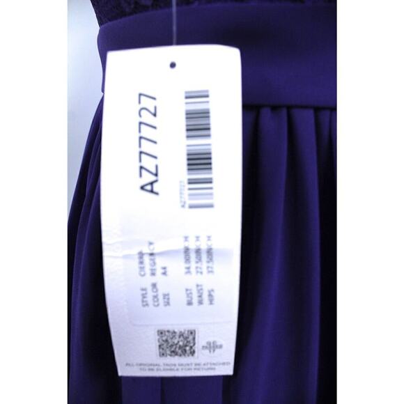 Azazie Purple Chiffon Dress NWT$139 Sz 6 34-27-37 Bridesmaid Formal Knee Length - Picture 4 of 6